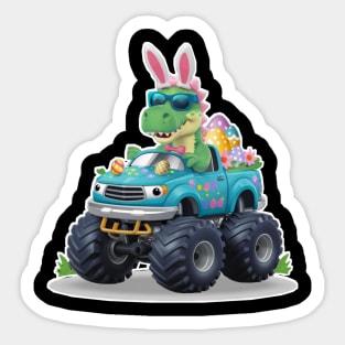 Happy Easter Monster Truck - funny dinsoaur trucker Sticker